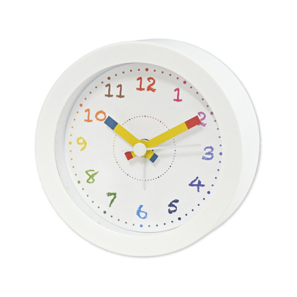 置き時計 クレパス柄くろっく ホワイト